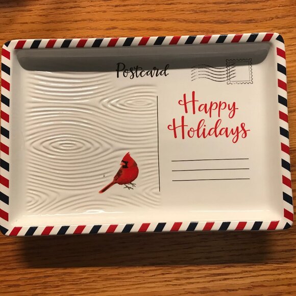 NIB TEMP-TATIONS by TARA Red Cardinal tray HAppy Holidays - Picture 1 of 6